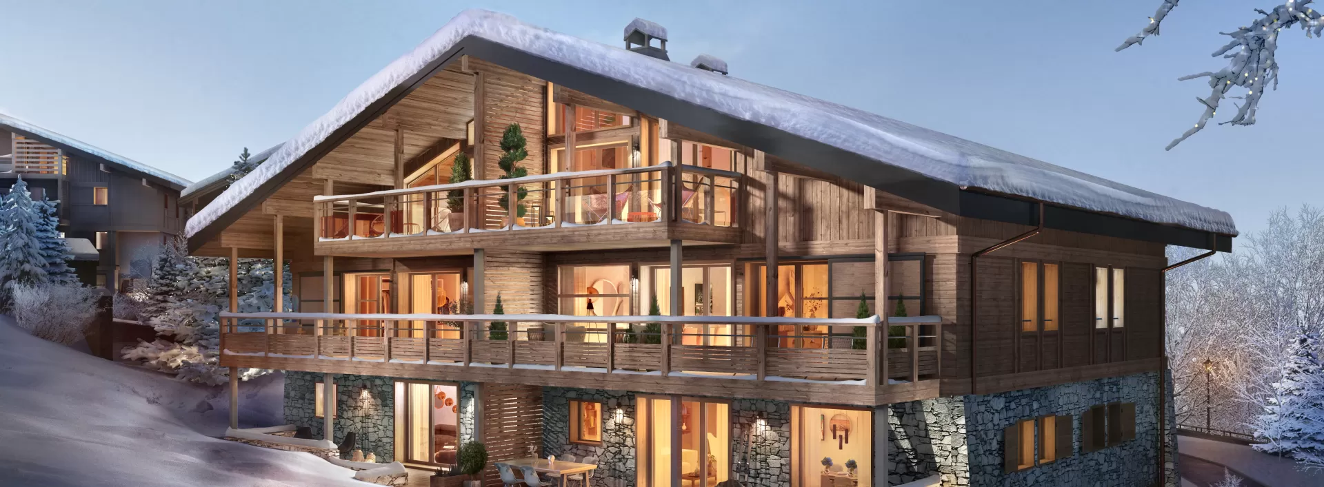 Stallion-Megève illustration extérieur nuit